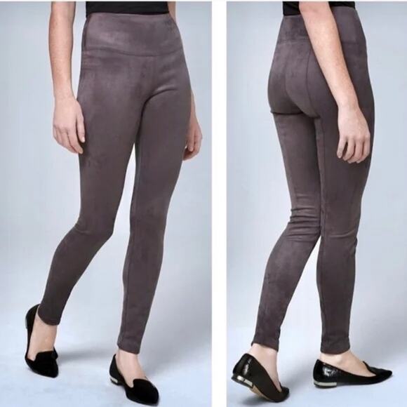 WHBM Vegan Suede Gray Runway Leggings Size 2 (Runs Small) NWT - Picture 1 of 14